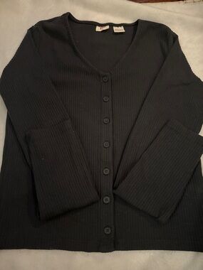 Levi's Black Ribbed V-Neck Button Cardigan